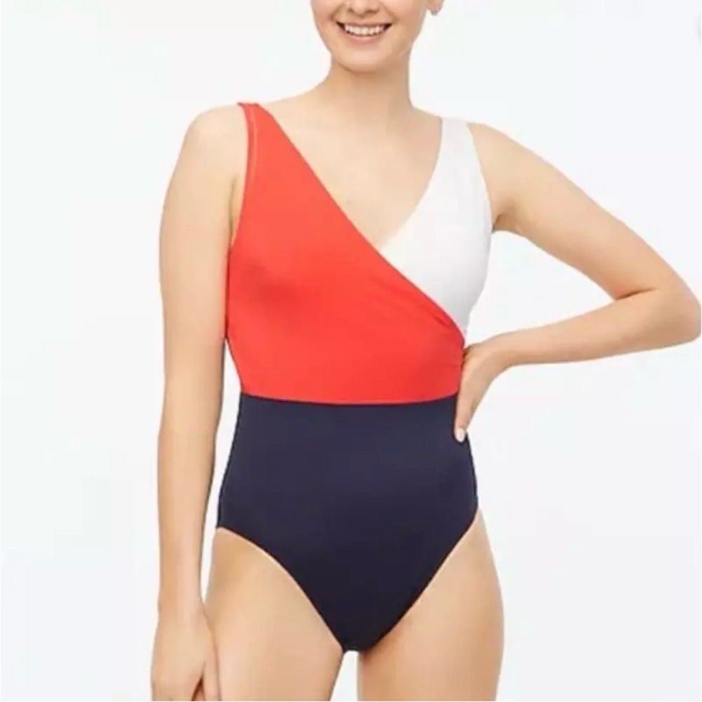 J. Crew Factory One Piece Color Block Bathing Suit. Size L. NWT.